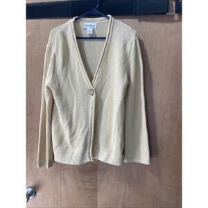 North Style One Button Yellow Cardigan Women's Medium Long Sleeve